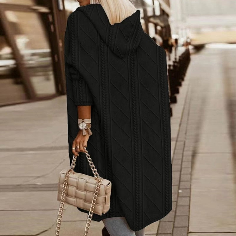 Cardigan Women, Long Hooded and Warm