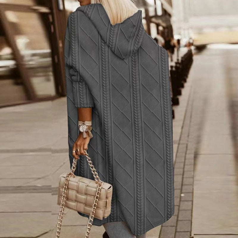 Cardigan Women, Long Hooded and Warm