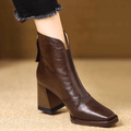 Women's Mid-Heel Ankle Boots, Brown