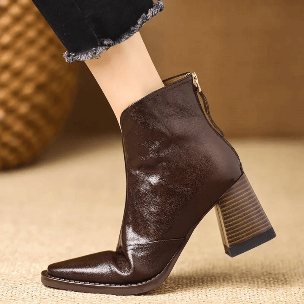 Women's Mid-Heel Ankle Boots, Brown