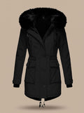 Winter Coat Women Insulated Faux Fur Hood