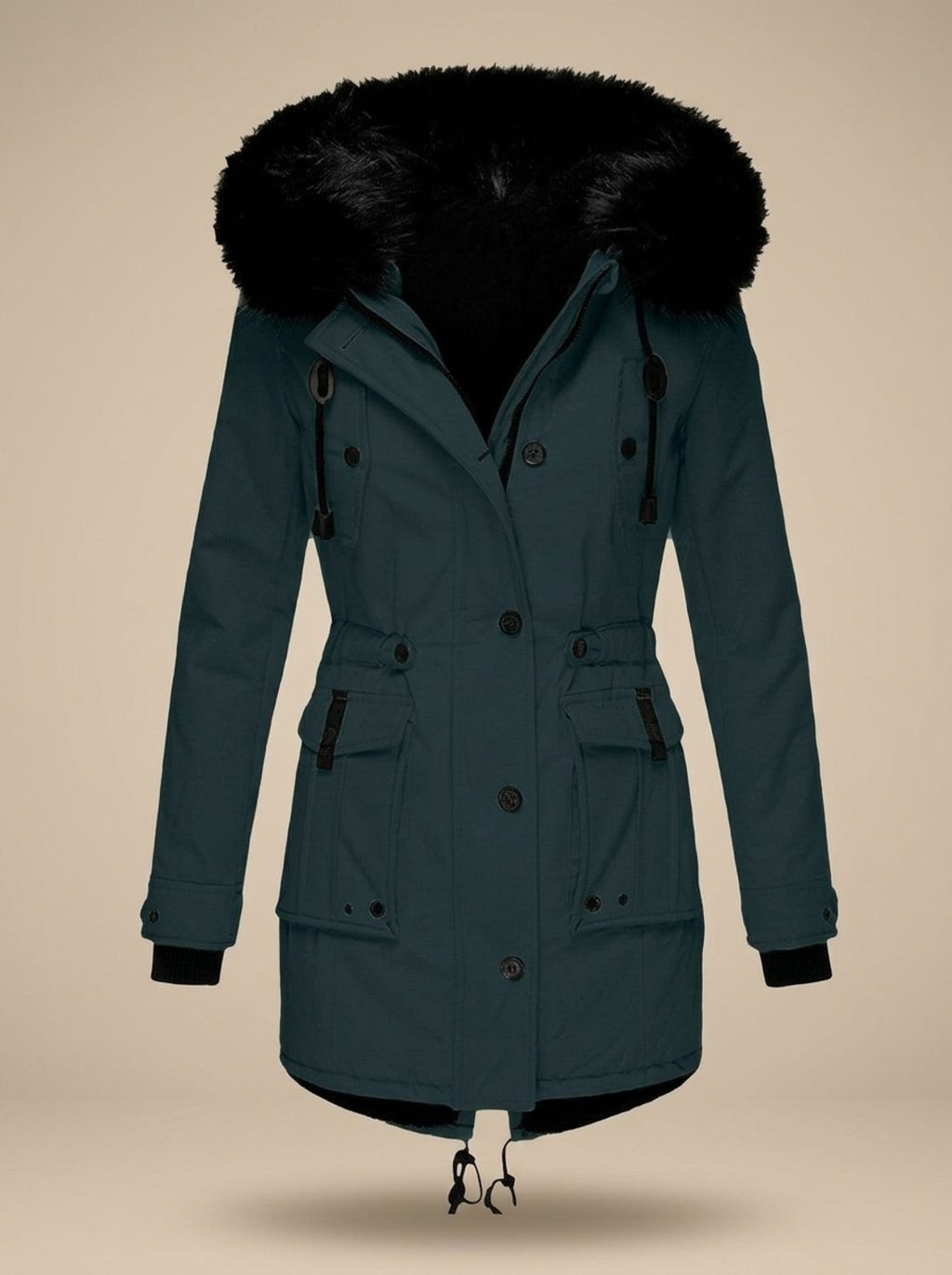 Winter Coat Women Insulated Faux Fur Hood