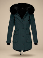 Winter Coat Women Insulated Faux Fur Hood