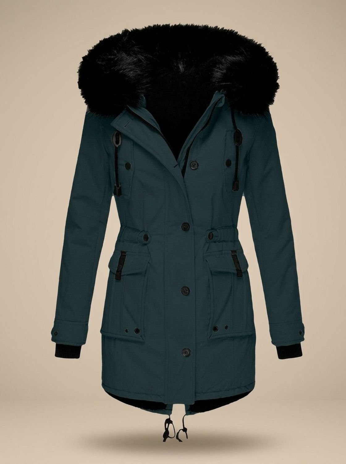 Winter Coat Women Insulated Faux Fur Hood