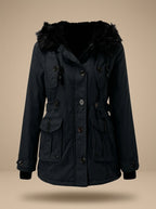 Winter Coat Women Insulated Faux Fur Hood