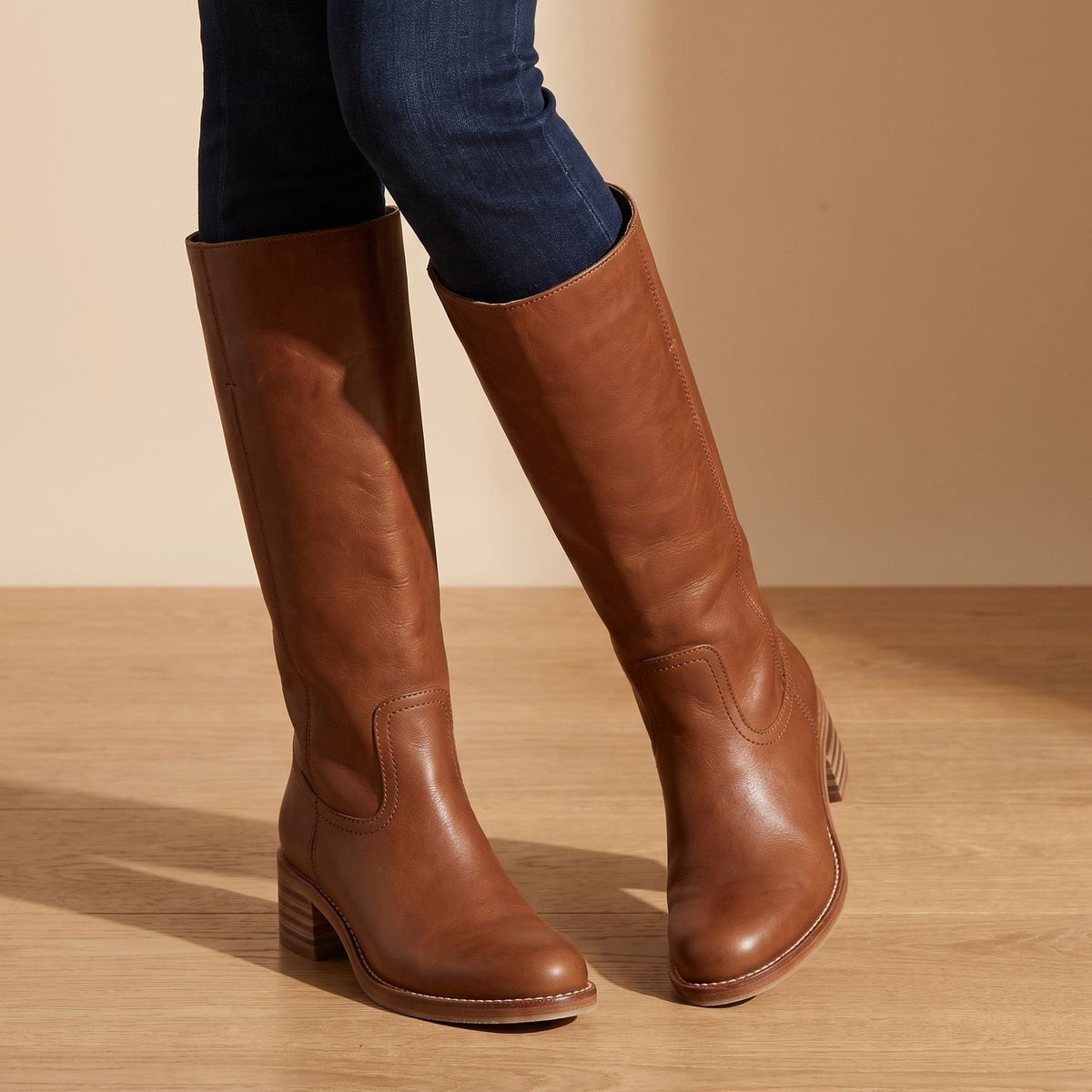 Knee High Boots Women Cowboy Block Heel