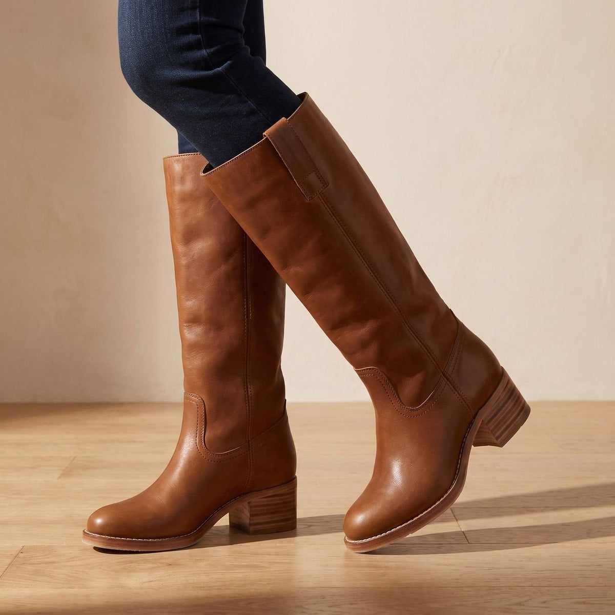 Knee High Boots Women Cowboy Block Heel