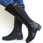 Wide Calf Knee High Boots Women Block Heel