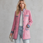 Women's Military-Style Coat with Stand Collar, Elegant Cut