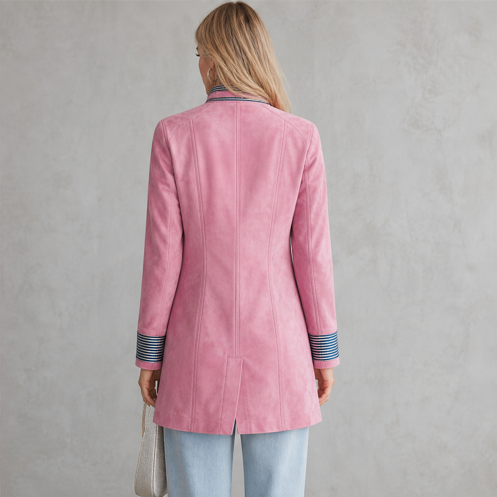 Women's Military-Style Coat with Stand Collar, Elegant Cut