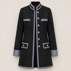 Women's Military-Style Coat with Stand Collar, Elegant Cut